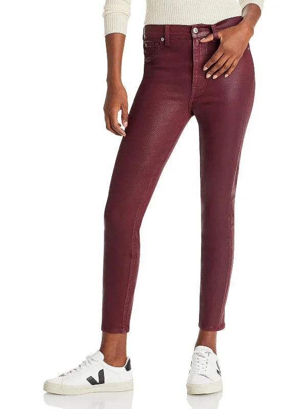 Bootcut trousers – Slightly flared at the bottom, designed to accommodate boots underneath.Womens Coated Ankle Skinny Jeans