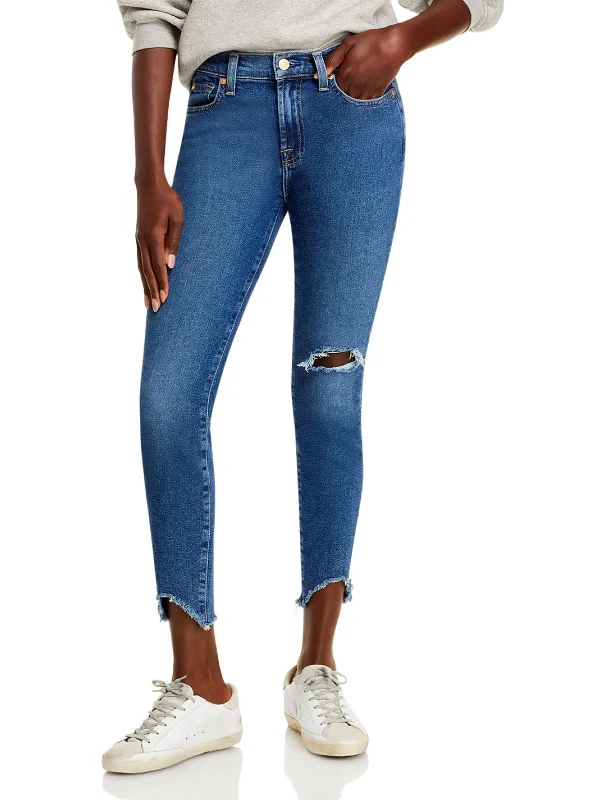 Slim-fit trousers – Trousers that are form-fitting and narrow through the legs.Womens Denim Raw Hem Skinny Jeans