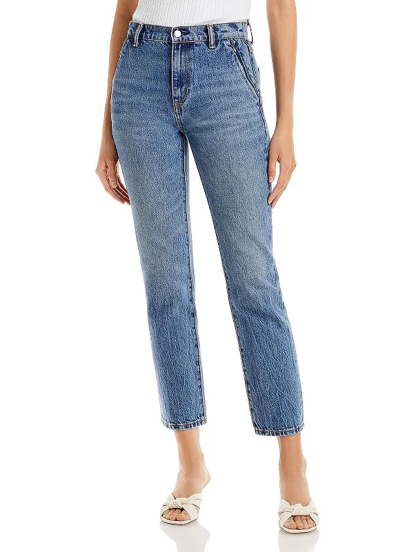 Bootcut trousers – Slightly flared at the bottom, designed to accommodate boots underneath.Womens High Rise Cropped Straight Leg Jeans