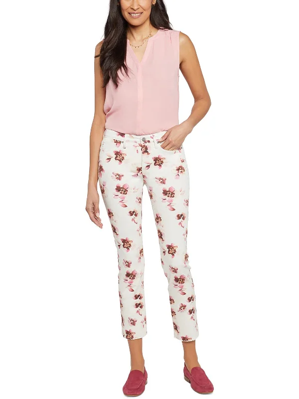 Palazzo trousers – Wide-leg trousers made from light, flowy fabric, often associated with a chic or bohemian look.Womens Print Pocket Ankle Jeans