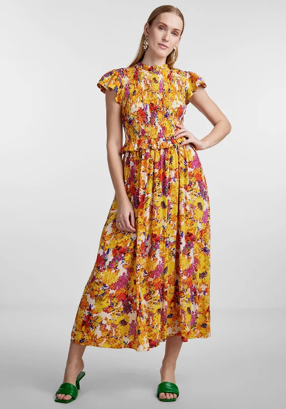 T-shirt dress – Casual dress made from T-shirt-like material, typically loose-fitting and comfortable.Y.A.S Finna Floral Print Maxi Dress, Birch