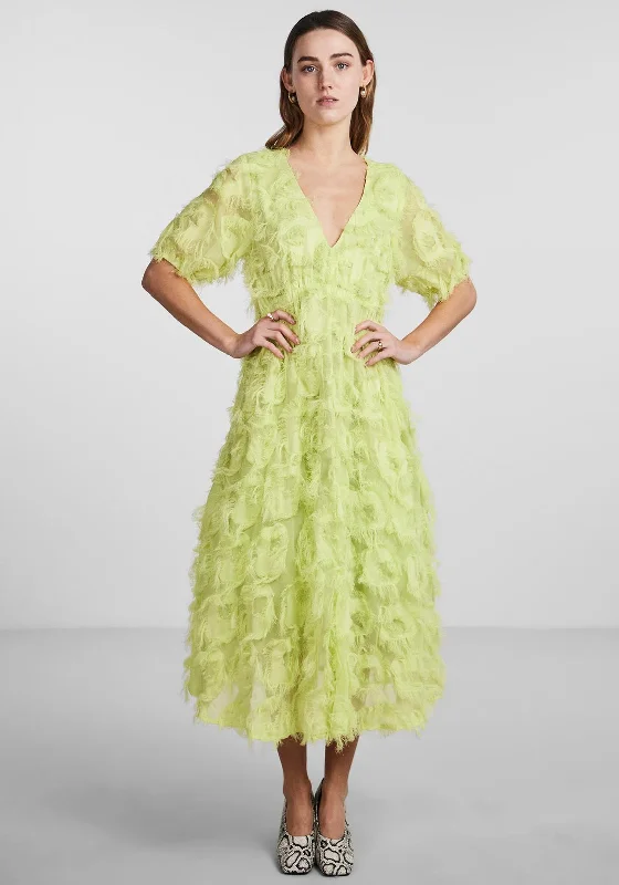 Empire waist dress – Dress with a high waistline, just under the bust, for a flattering silhouette.Y.A.S Pazylla Feathered A Line Dress, Opaline Green