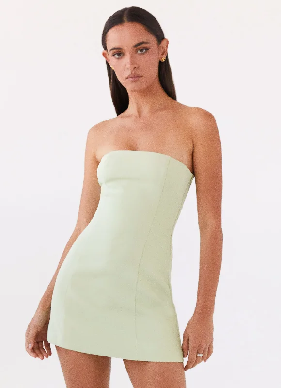 Pleated skirt – Skirt with folds or pleats, adding volume and texture to the fabric.Ayanna Strapless Mini Dress - Green Zest