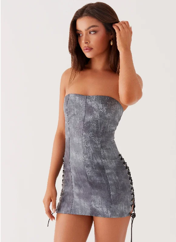 High-waisted skirt – Skirt that sits above the natural waistline, creating a flattering silhouette.Better When I'm Dancing Mini Dress - Graphite