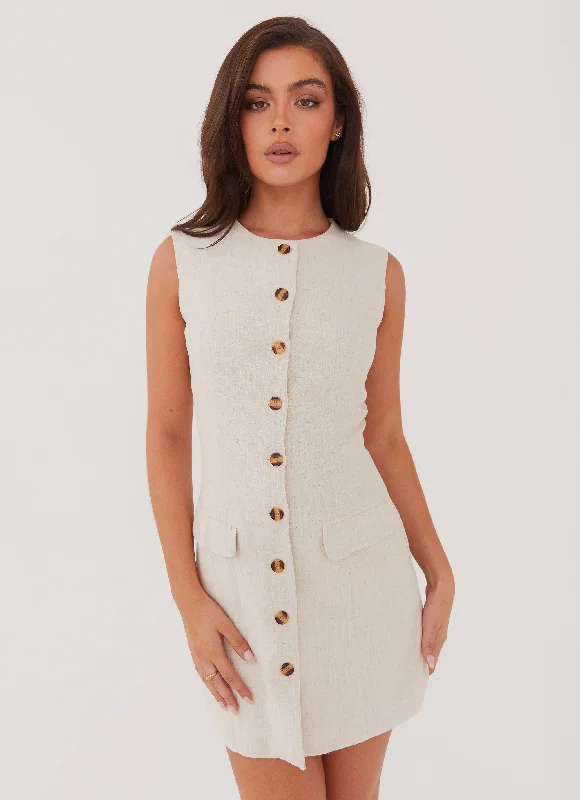 Pencil skirt – Tight-fitting skirt that hugs the body and usually falls to or just below the knee.Castello Fiore Linen Mini Dress - Oatmeal