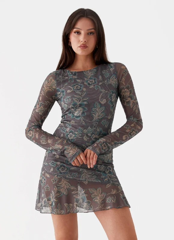 Cargo skirt – Skirt with utility-style pockets, similar to cargo pants.Ines Long Sleeve Mini Dress - Brown Floral