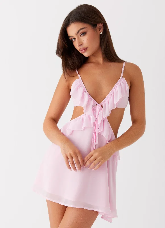 Floral skirt – Skirt featuring a floral pattern, perfect for a feminine and fresh style.Polly Ruffle Mini Dress - Pink