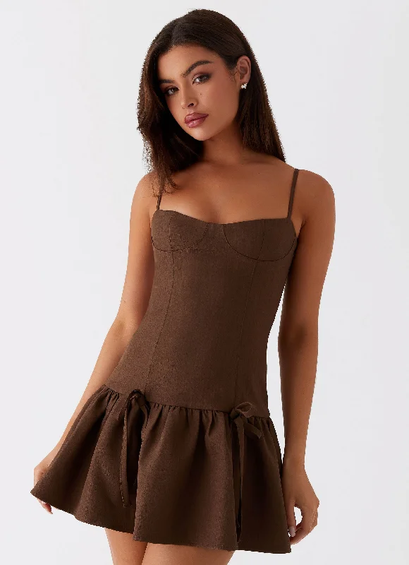 Slip skirt – A silky or satin skirt that mimics a slip dress, often worn for a smooth, elegant look.Running Late Mini Dress - Chocolate