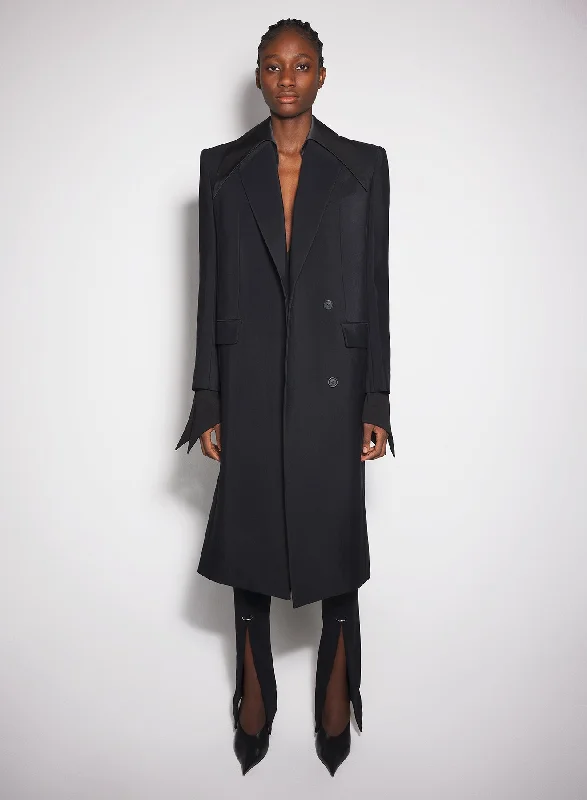 Padded – With extra filling for warmthblack single-breasted wool coat