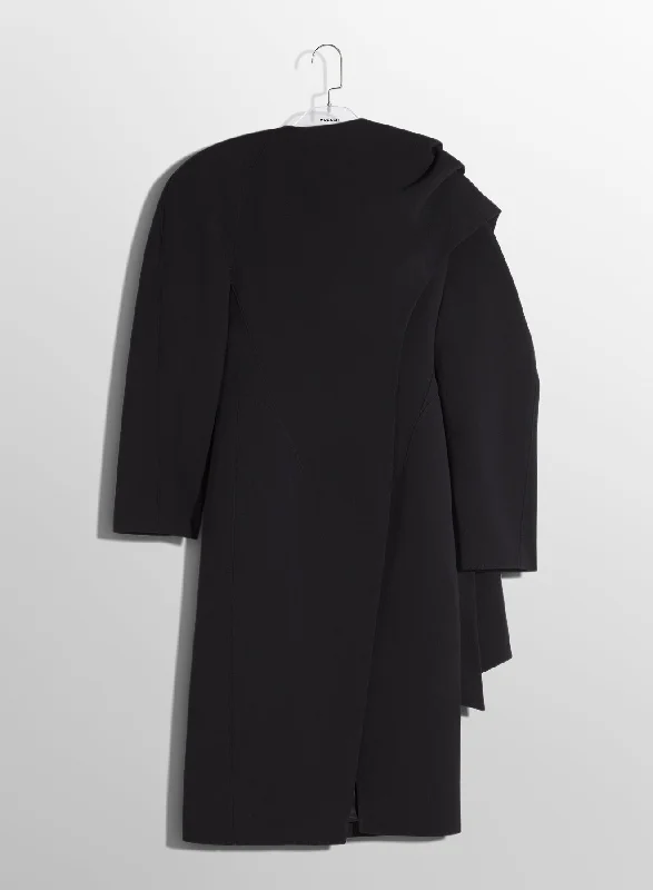 Slim fit – Tailored fit, form-fittingblack wool scarf coat