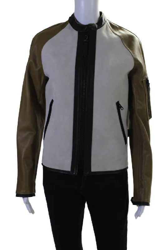 Reflective – Includes reflective elements for visibilityCoach Womens Leather Multicolor Zip Jacket