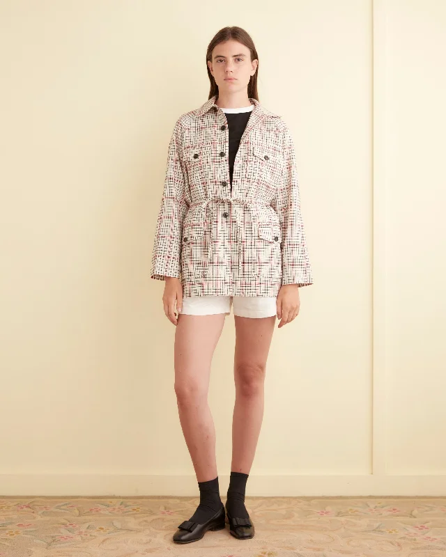 Reversible – Can be worn inside out, two looks in oneCream Grid Jacket - XS