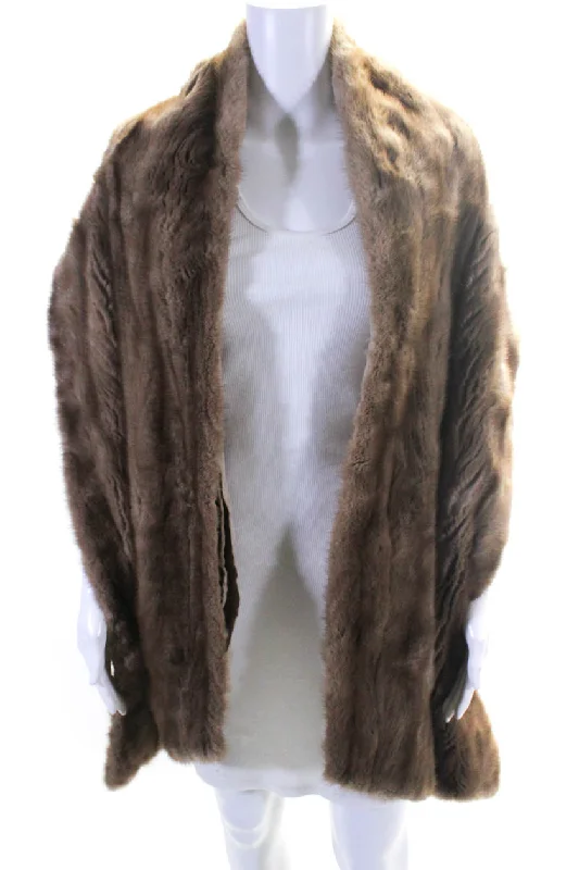 Fleece-lined – With soft fleece inside for warmthDesigner Womens Knitted Blonde Mink Coat Brown