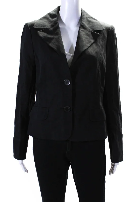 Windproof – Wind-resistantEscada Womens Linen Blend Button Down Light Jacket Black