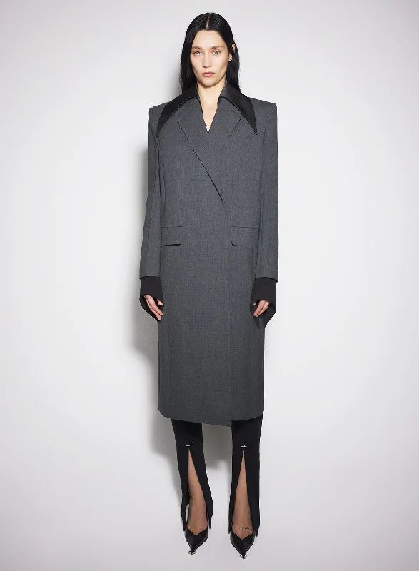 Windproof – Wind-resistantgrey single-breasted wool coat