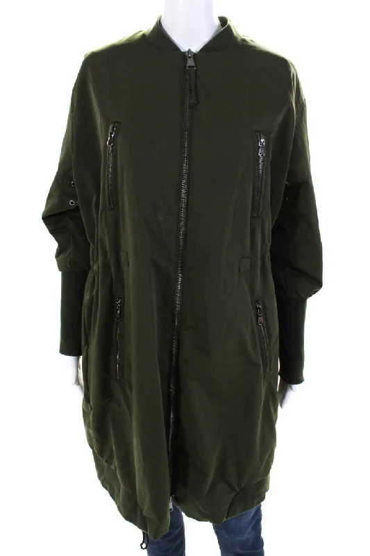 Breathable – Allows airflow, keeps you coolKaufmanFranco Womens Collared Zip Up Longline Utility Jacket Olive