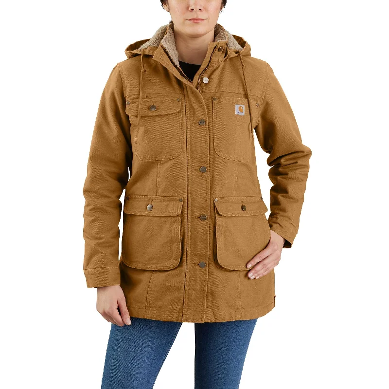 Down-filled – Filled with down feathers for insulationLoose Fit Washed Duck Coat