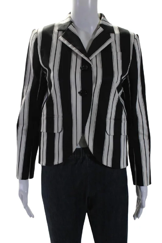 Double-breasted – Two rows of buttons for a stylish, structured lookMarc Jacobs Womens Cotton Striped Single Breasted Jacket Black White