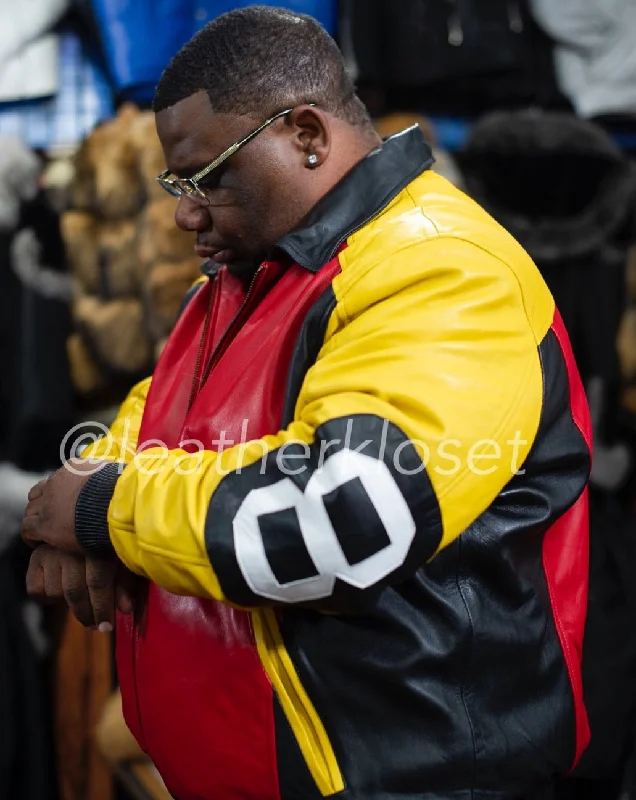 Hooded – With a hoodMen's 8 Ball Jacket [Red/Black/Yellow]