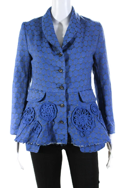 Waterproof – Resistant to waterPhos Phoro Womens Peplum Jacket with Crochet Applique  Blue