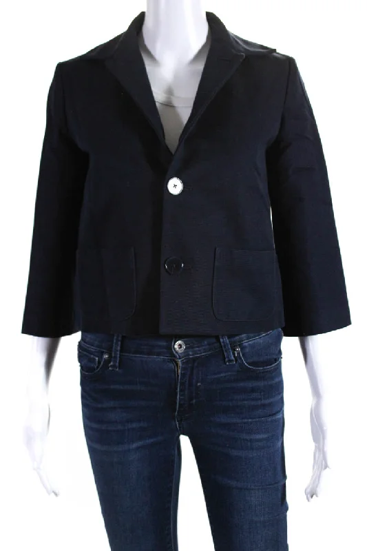 Windproof – Wind-resistantRalph Lauren Black Label Womens Cotton Collared Button Down Jacket Navy