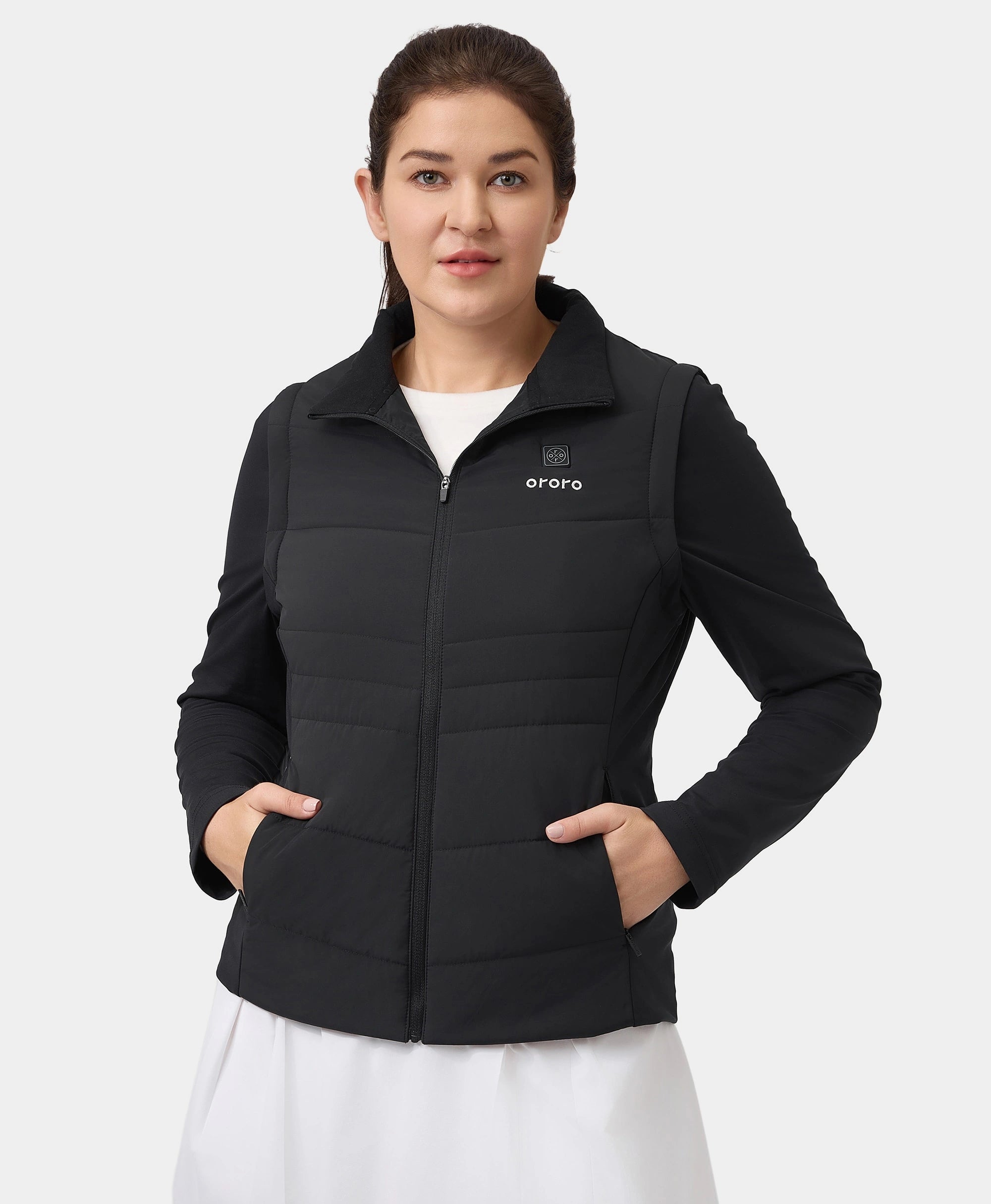 Cropped – Short in length, above the waistTurnberry Women's Heated Golf Jacket w/ Zip-off Sleeves