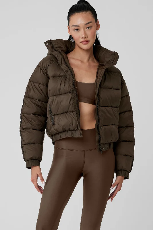 Puffer – Quilted jacket with insulation, often filled with down or synthetic materialAspen Love Puffer Jacket - Espresso