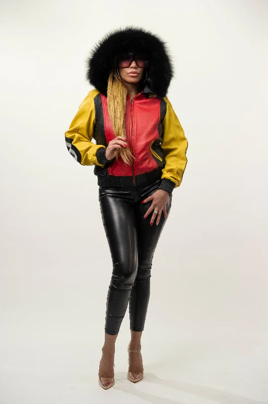 Hooded – With a hoodWomen's 8 Ball Jacket With Premium Fox Fur Hood