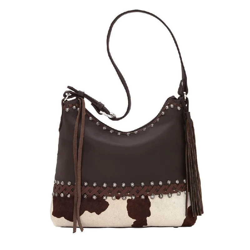 Wild Horses Zip-Top Shoulder Bag w/ Hair-On Hide