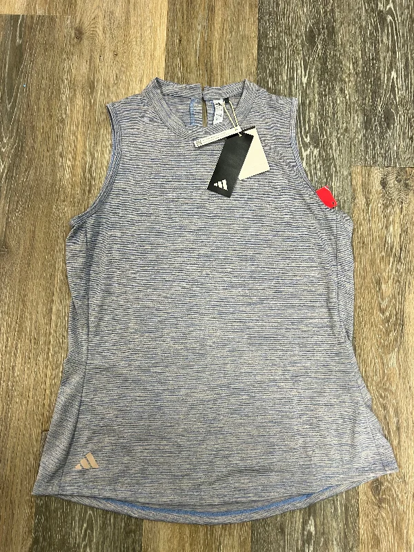 Zip-up vest – Vest that zips up the front, often with a high collarBlue Athletic Tank Top Adidas, Size M