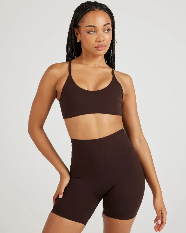 Activewear sports bra – Sports bra designed not only for performance but also for wearing as part of stylish athleisure outfits.Airey Micro Bra - Espresso