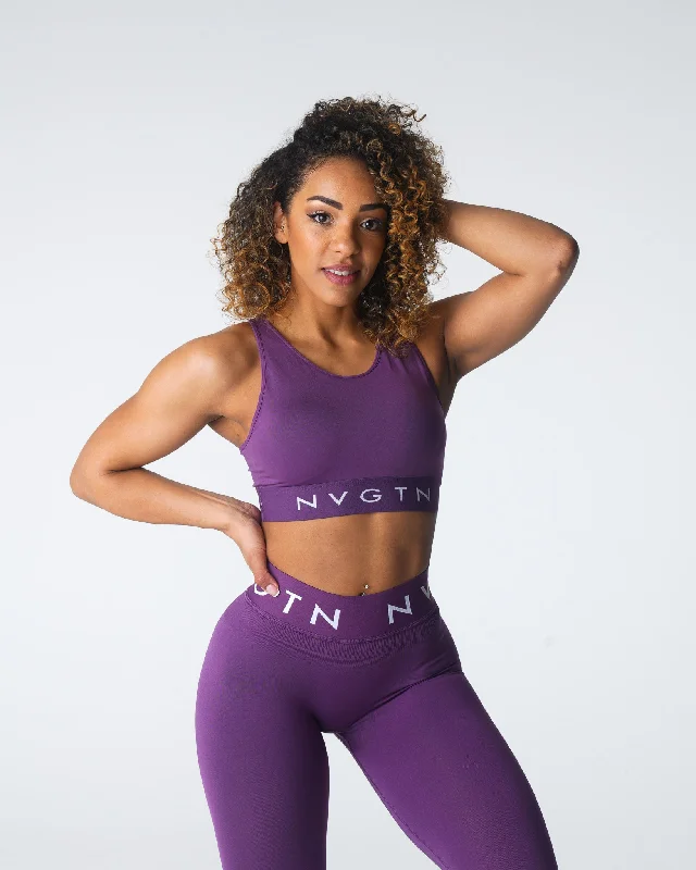 Compression tank sports bra – Combination of a tank top and sports bra, providing full coverage and support for the upper body.Amethyst Trilogy Sport Seamless Bra