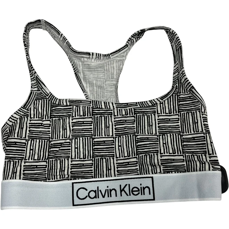 Breathable sports bra – Sports bra made from lightweight, moisture-wicking fabrics to keep the body cool and dry.Athletic Bra By Calvin Klein In Black & White, Size: S