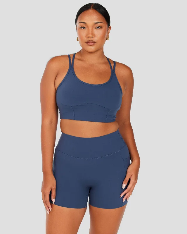 Activewear sports bra – Sports bra designed not only for performance but also for wearing as part of stylish athleisure outfits.Aura Corset Bra - Soft Navy