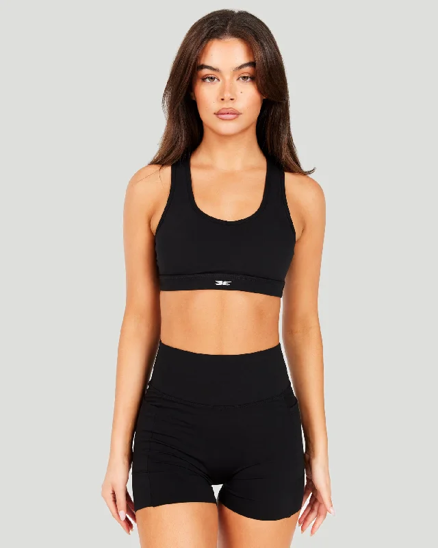 Push-up sports bra – Sports bra with added padding or structure to lift and shape the bust, providing extra support.Aura Mesh Bra - Black