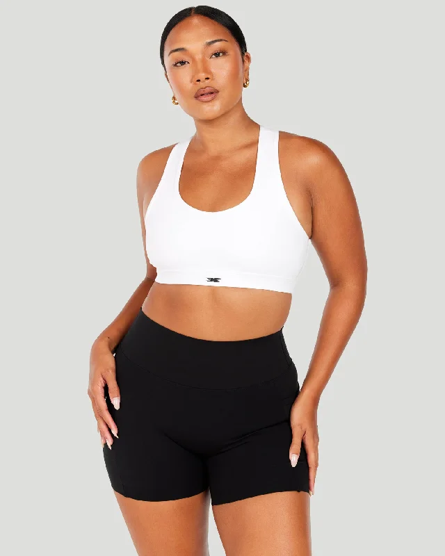 Low-impact sports bra – Ideal for low-intensity activities such as yoga or walking, providing light support.Aura Mesh Bra - White