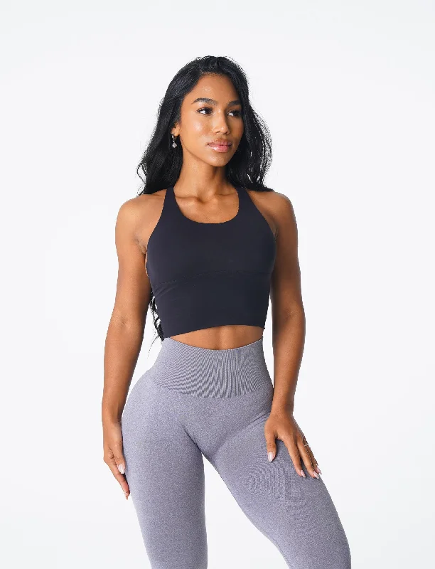 Padded sports bra – Sports bra with soft, removable padding for extra comfort and shape.Black Matrix Bra Top