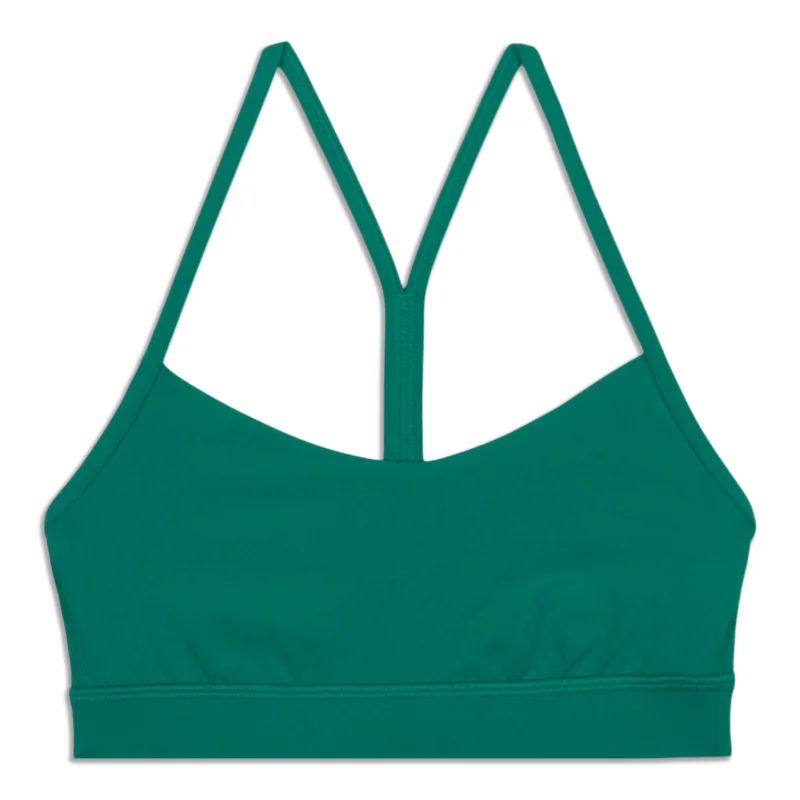 Racerback sports bra – Sports bra with a back design that features straps that meet in a "V" or "Y" shape, offering better shoulder mobility.Flow Y Bra - Resale