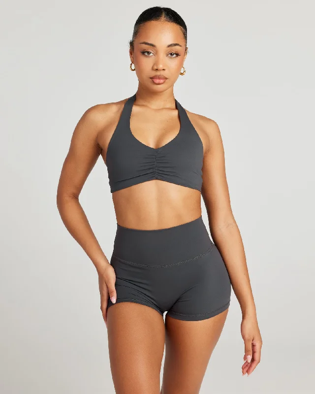 High-impact sports bra – Designed for high-intensity workouts or activities, providing maximum support.Halter Scrunch Bra - Charcoal