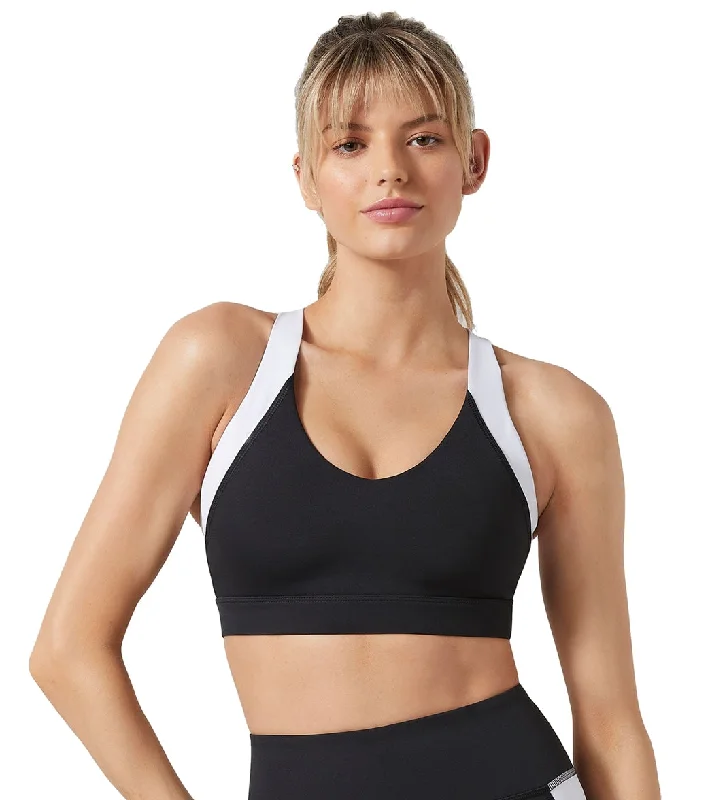 Racerback sports bra – Sports bra with a back design that features straps that meet in a "V" or "Y" shape, offering better shoulder mobility.Lilybod Remi Bra Tarmac Black