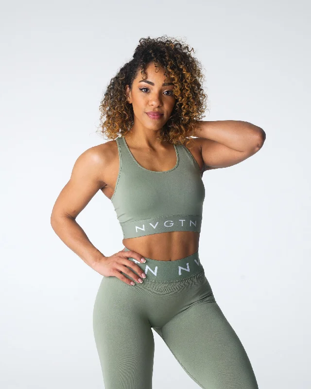 Adjustable straps sports bra – Sports bra with straps that can be adjusted for a personalized fit and comfort.Sage Green Legacy Sport Seamless Bra