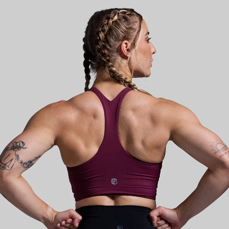 High-impact sports bra – Designed for high-intensity workouts or activities, providing maximum support.Synergy Cropped Sports Bra (Sangria)