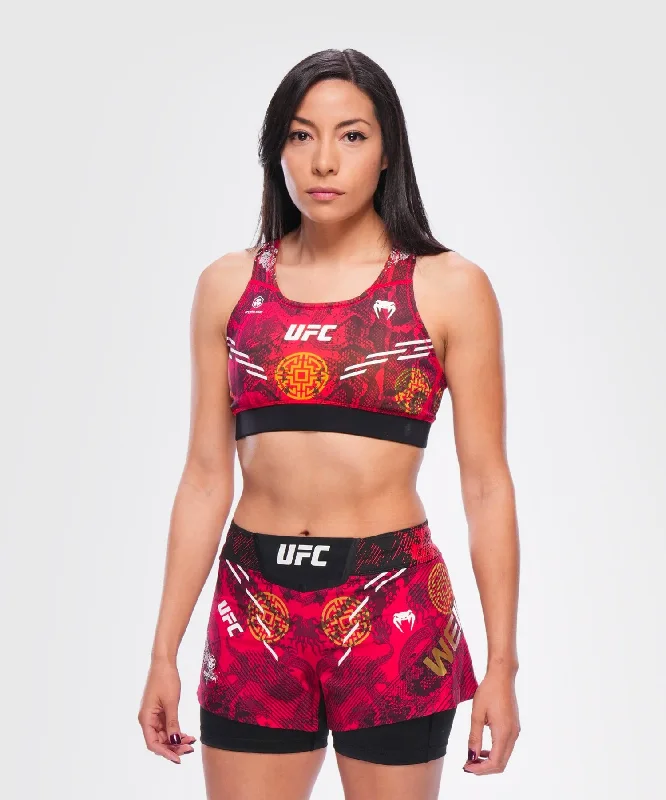 Medium-impact sports bra – Suitable for moderate-intensity activities like cycling or strength training, offering balanced support.UFC Adrenaline Unrivaled by Venum Weili Zhang Fight Bra Top - Red/Yellow/Black