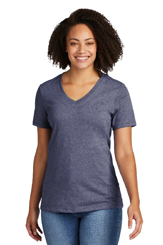 Boxy – Loose, straight cut with no shapingAllmade Womens Recycled Short Sleeve V-Neck T-Shirt - Heather Navy Blue