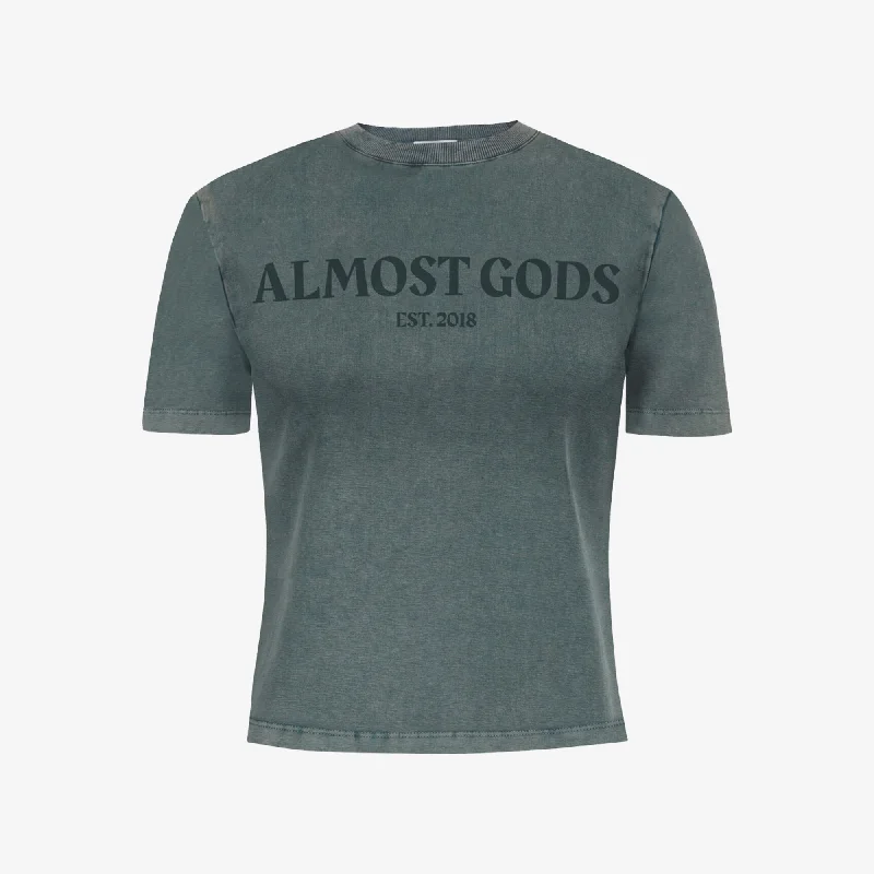 Fitted – Snug, form-fitting styleALMOST GODS | WMN'S STONEWASHED ALMOST GODS TEE IN GRANITE { GREY/CBLACK