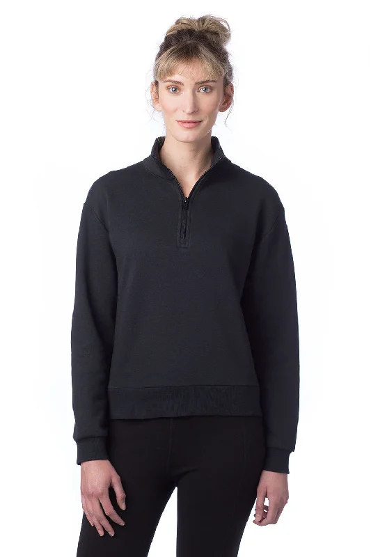 Cropped hoodie – Shortened hoodie that sits above the waistAlternative Womens Eco Cozy Fleece Mock Neck 1/4 Zip Sweatshirt - Black