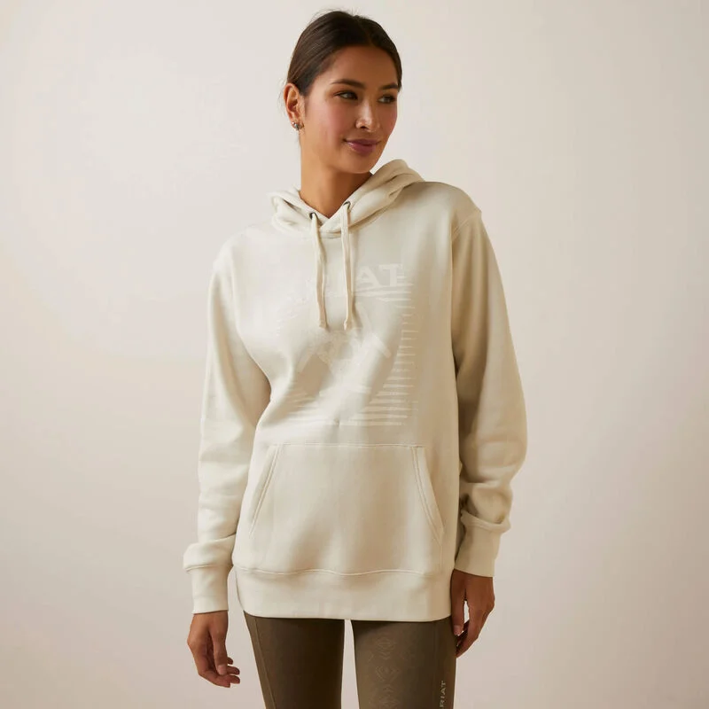 Hoodie with pockets – Hooded sweatshirt that includes a kangaroo pocket or side pocketsAriat Women's REAL Fading Lines Hoodie, White Onyx