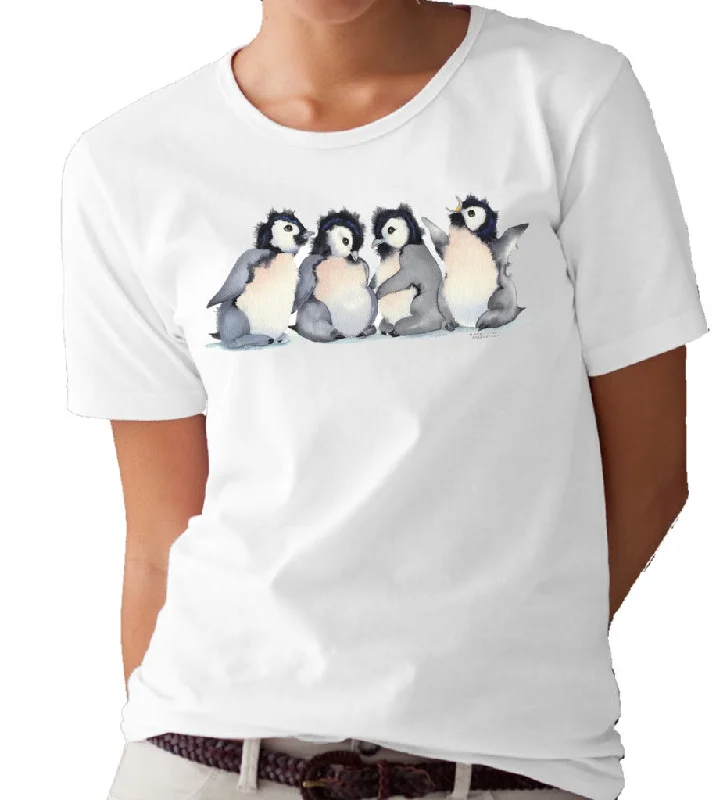 Crop – Shortened length, typically above the waistBaby Penguin Party T-shirt/tee by Valerie Pfeiffer