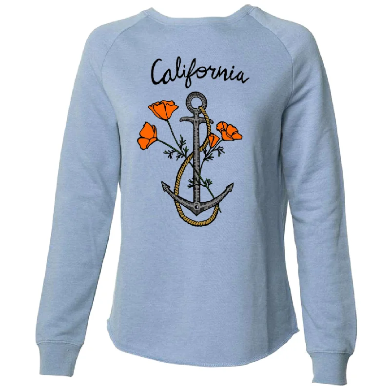 Batik hoodie – Hoodie made with batik-dyed fabric, often with intricate, artistic patternsCalifornia Anchor Poppies Super Soft Crewneck Sweater