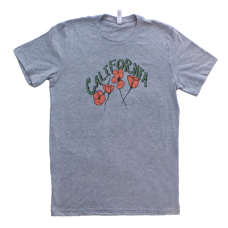 Banded hem – T-shirt with a stitched or elastic band at the bottomCalifornia Poppies Green Text T-Shirt